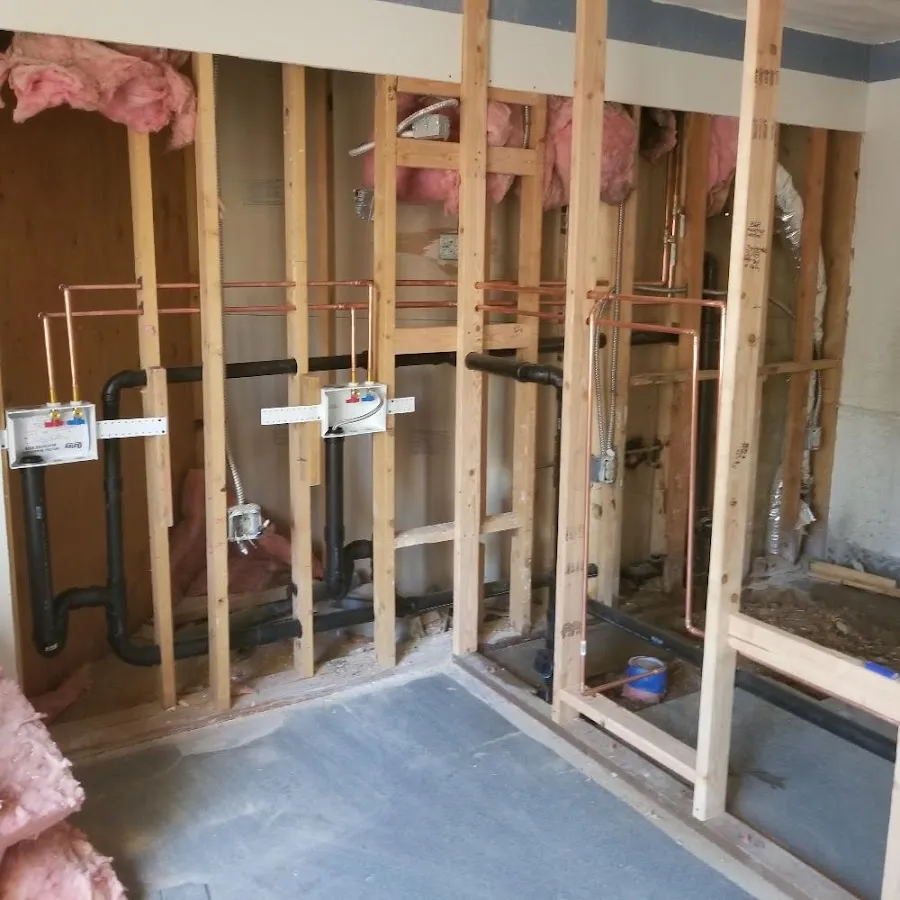 Copper pipe rough-in and plumbing installation in Farmington
